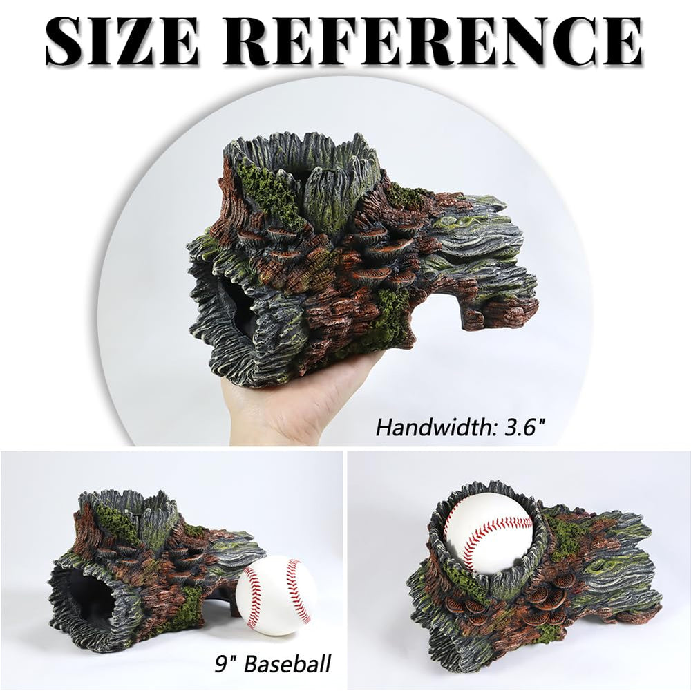 PTFJZ hollow tree trunk side holes demonstrate swim-through passages for small aquarium pets
