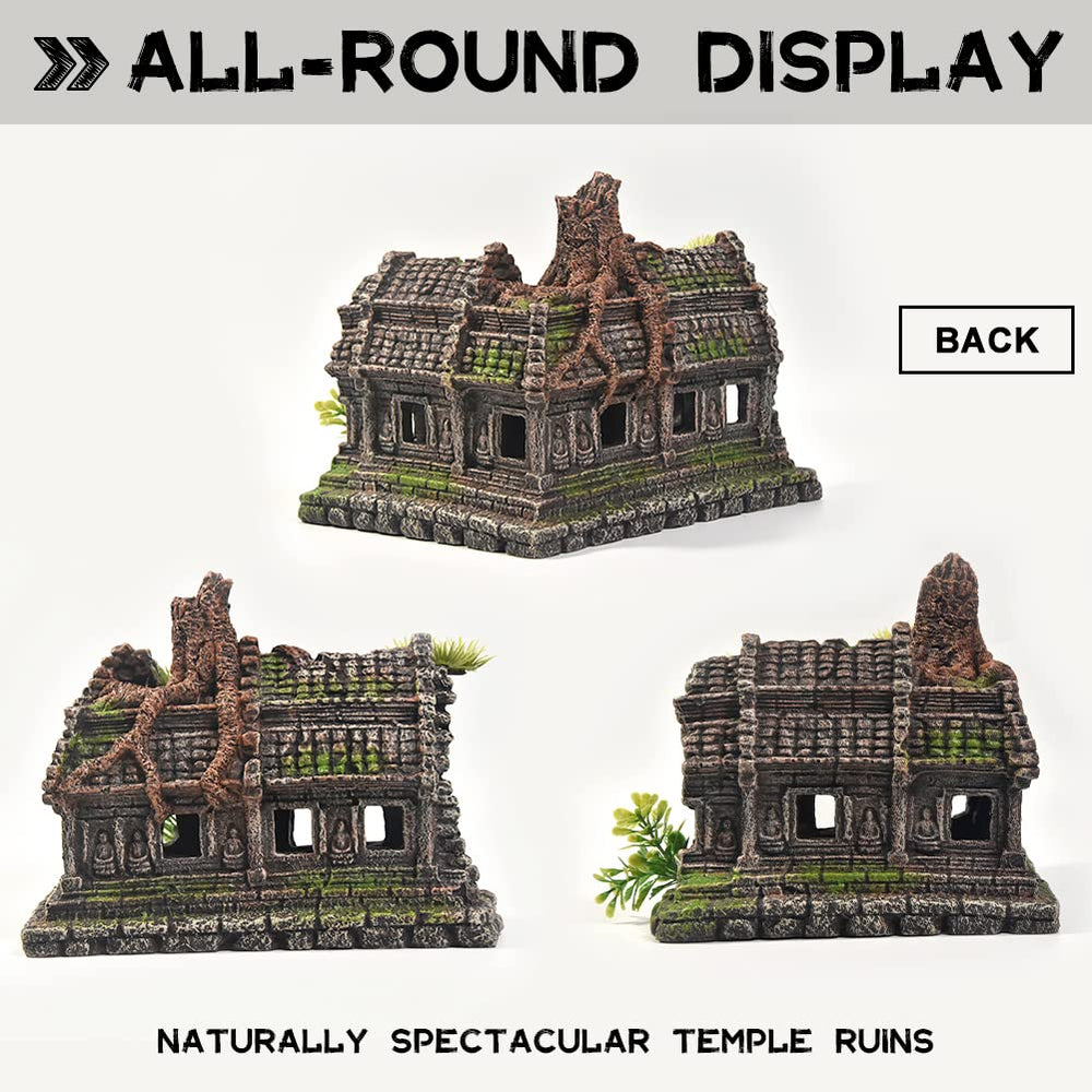 PTFJZ reptile shelter decor supports small pets in a secure naturalistic landscape