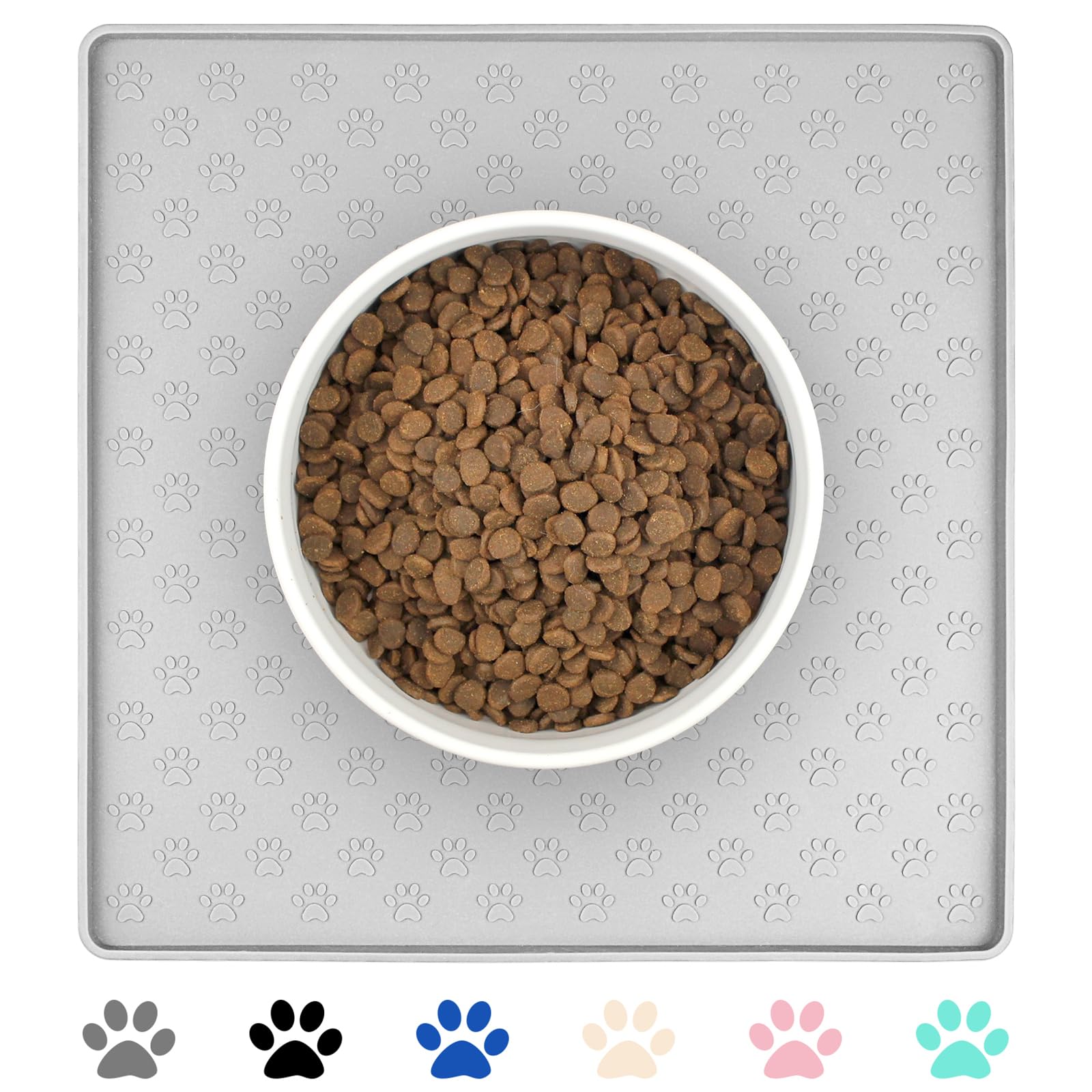 Ptlom dog food mat anti-slip gray 11.8 inch keeps bowls steady during meals