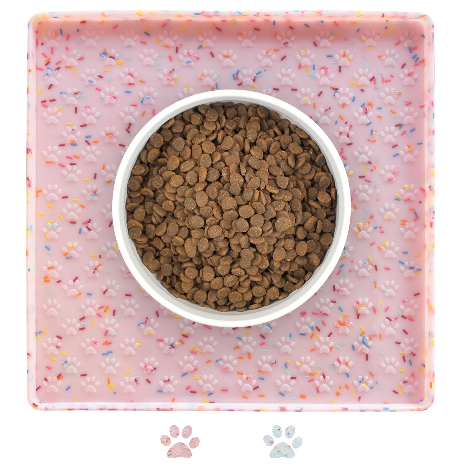 Ptlom dog food mat anti-slip keeps bowls steady during meals and reduces mess.