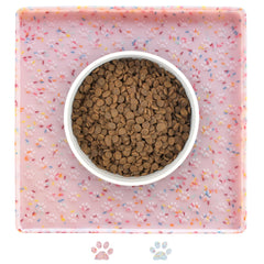 Ptlom dog food mat anti-slip keeps bowls steady during meals and reduces mess.