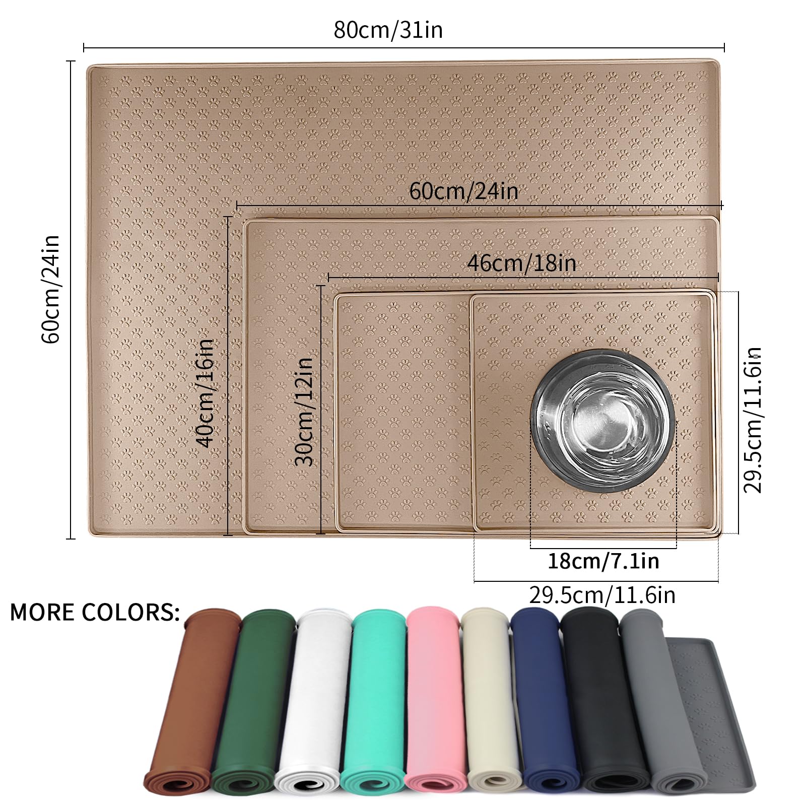 Ptlom dog food mat raised lip contains spills for cleaner floors