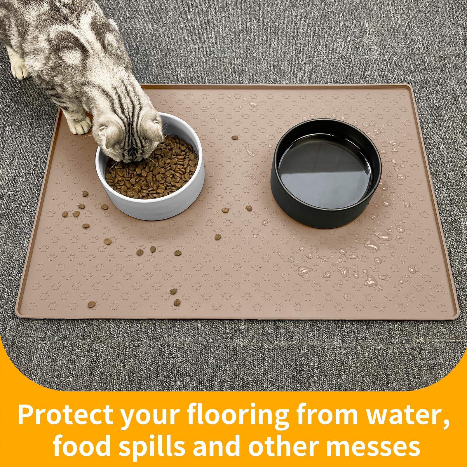 Ptlom dog food mat size check helps ensure bowls fit securely