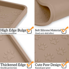 Ptlom dog food mat thick cushion reduces floor damage and movement