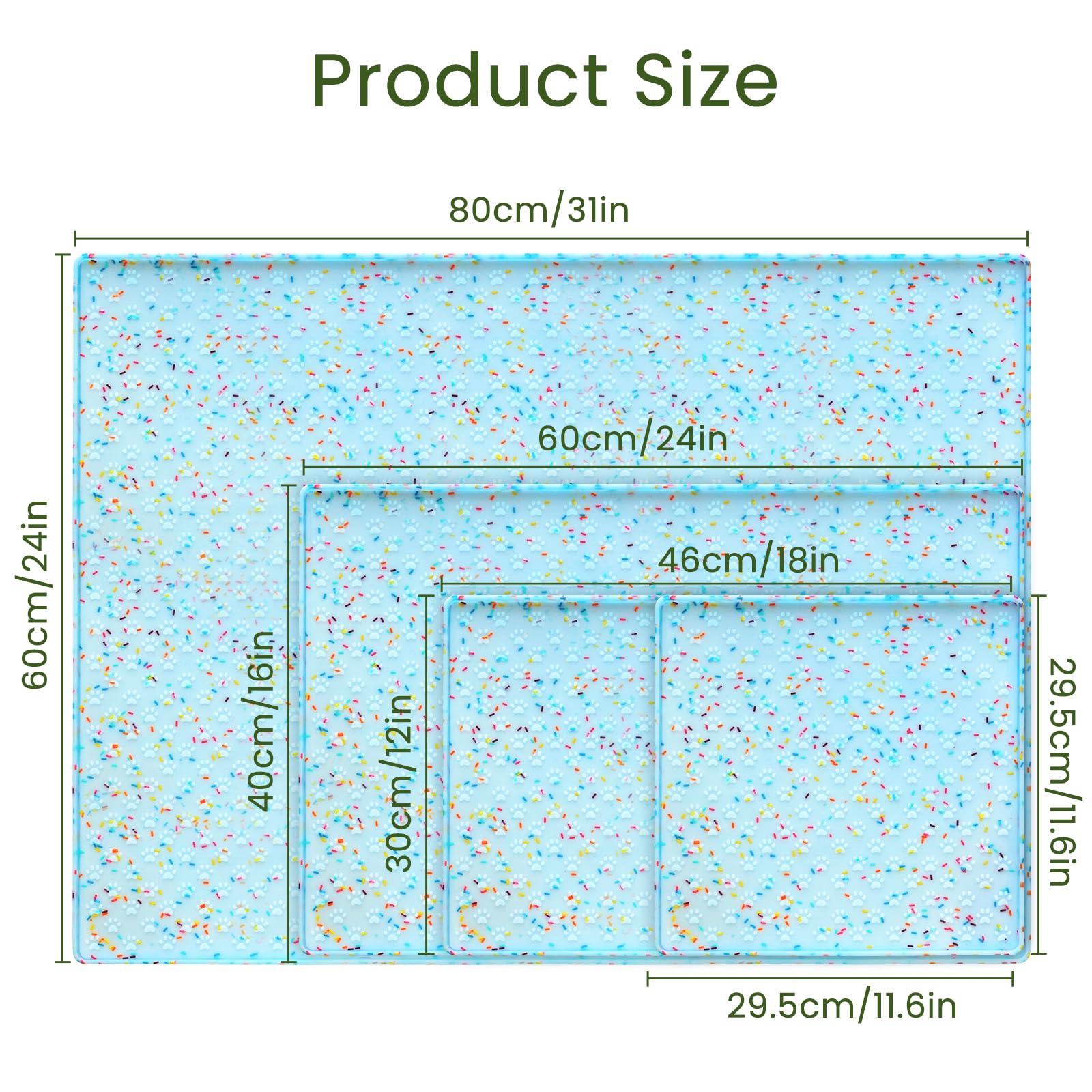 Ptlom dog food mat waterproof surface protects floors during meals.