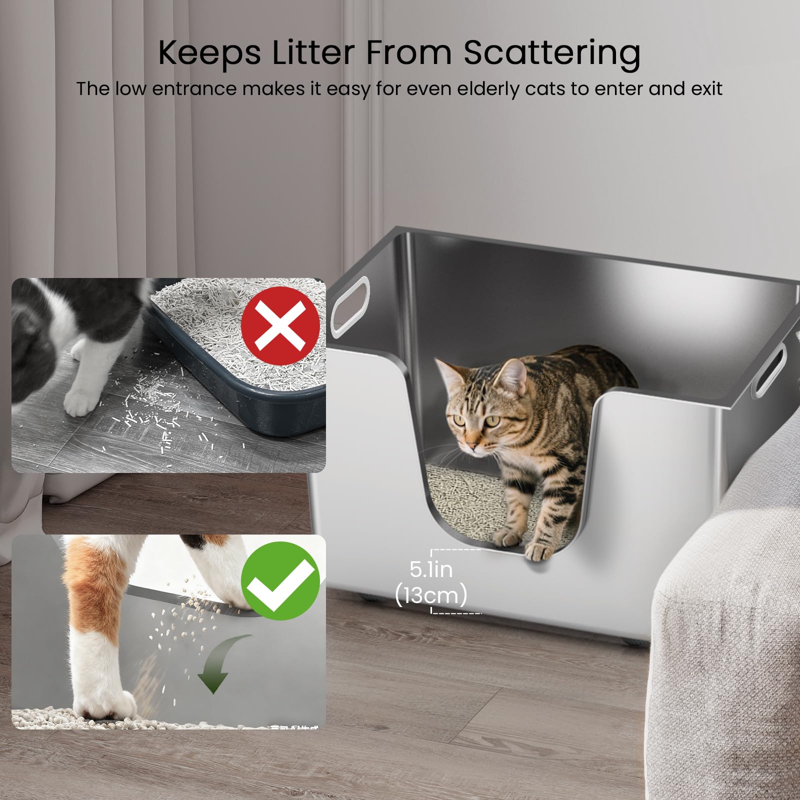 Ptlom food-grade stainless steel resists odors and stays hygienic between cleanings.