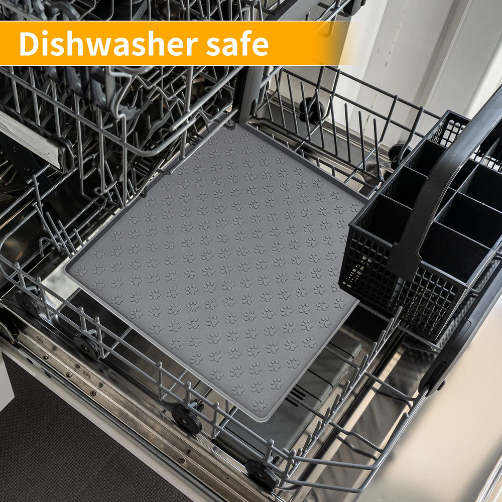 Ptlom Grey Placemat measures 11.8 inches square for small and medium pets.