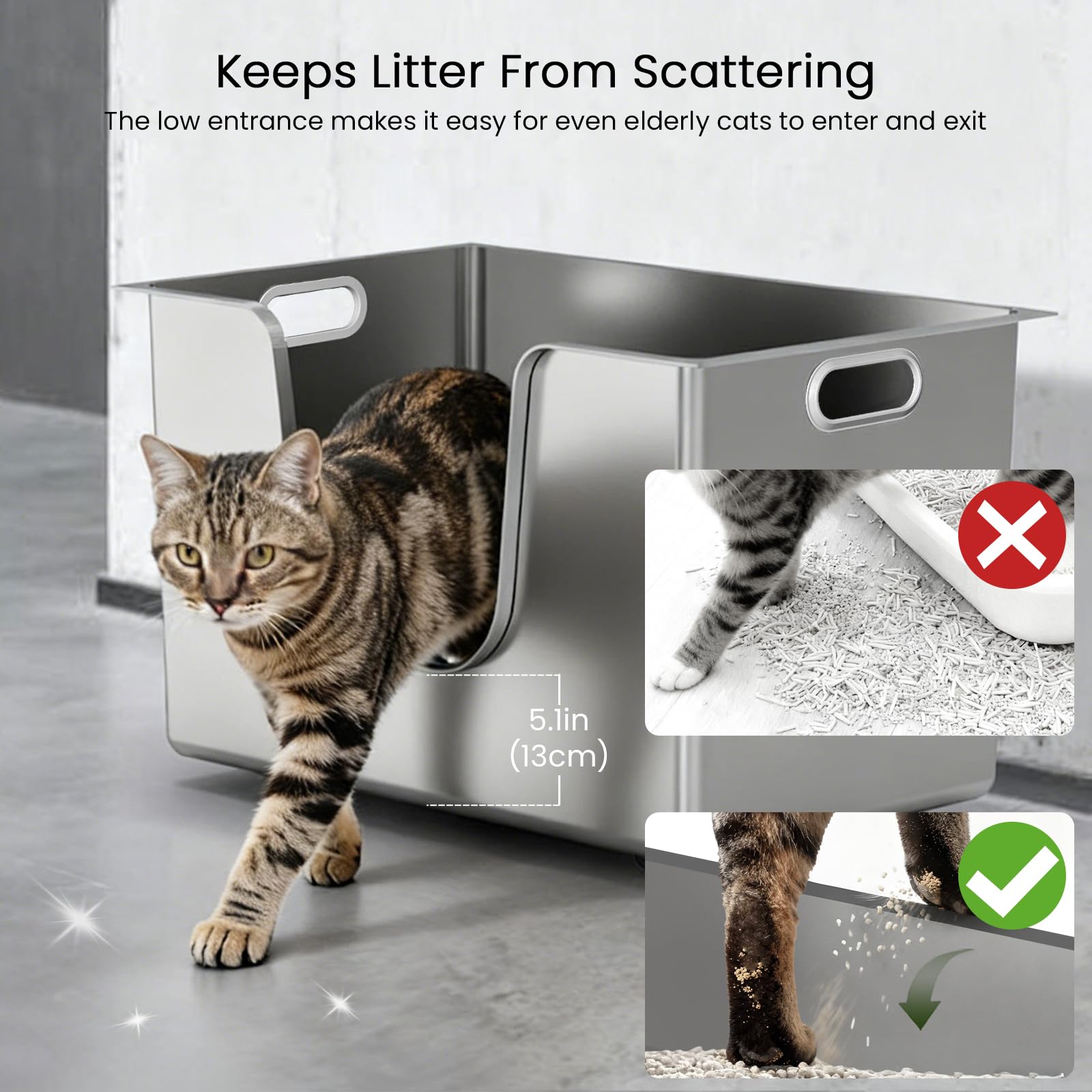 Ptlom high sides 13.8-inch leakproof walls prevent mess and spills.