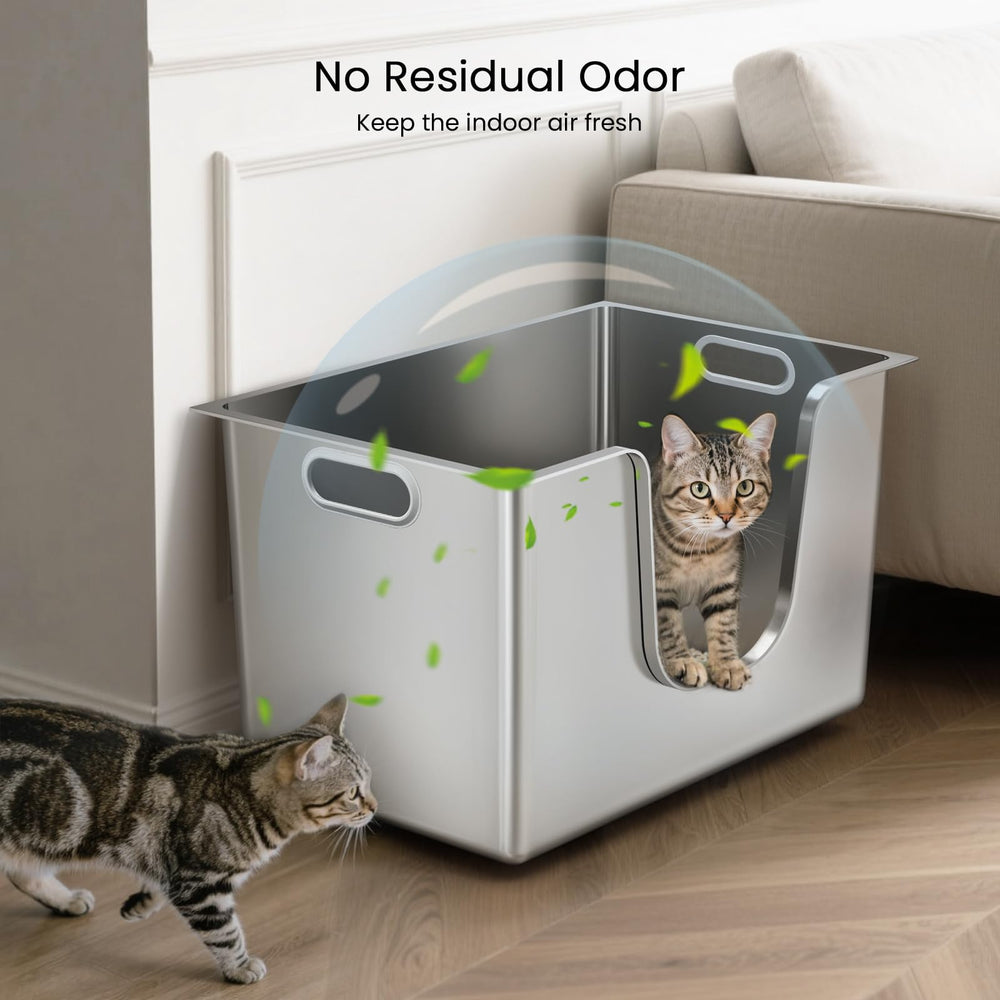 Ptlom large-capacity litter box reduces the need for multiple trays in multi-cat homes.