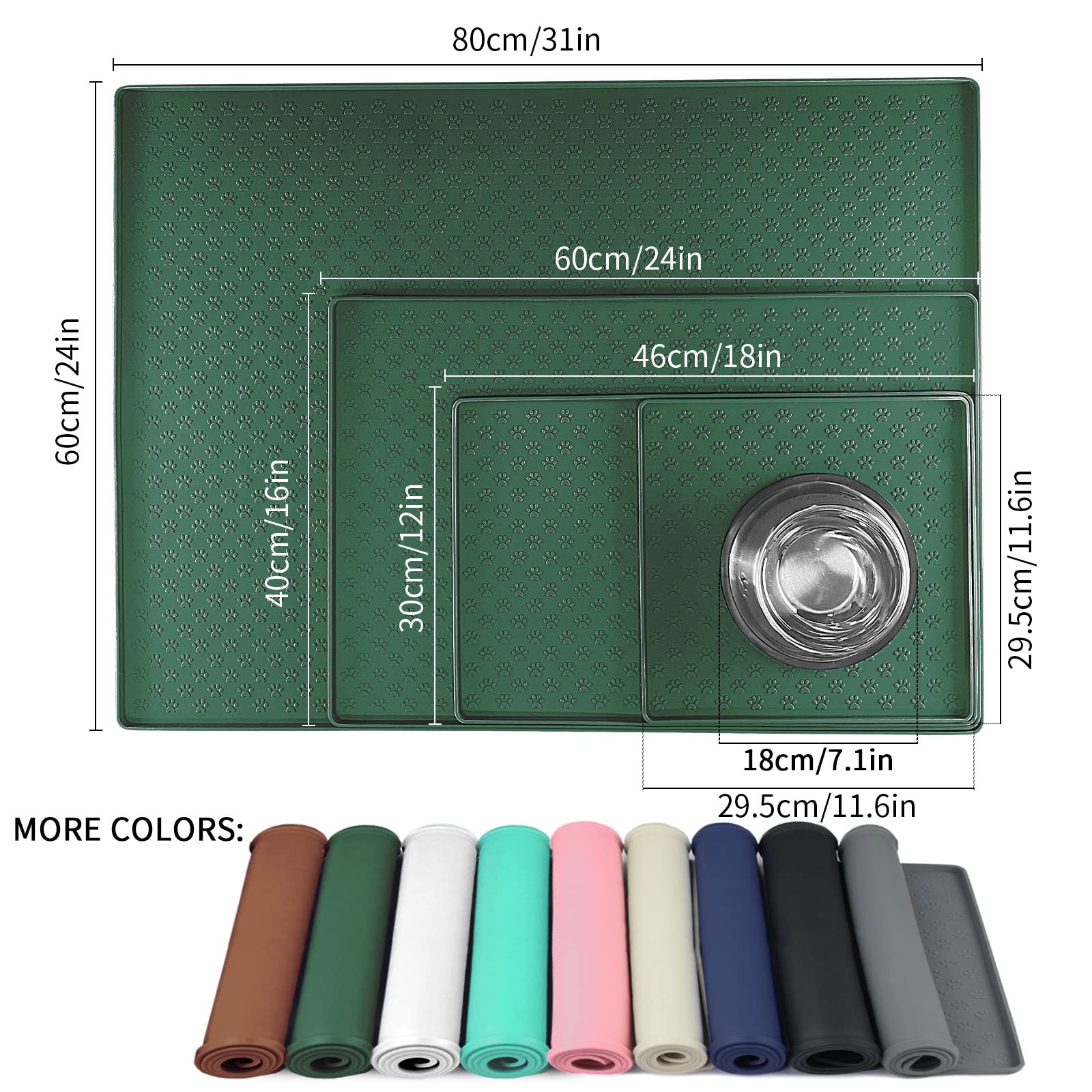 Ptlom Pet Placemat anti overflow edge helps prevent spills from reaching the floor.