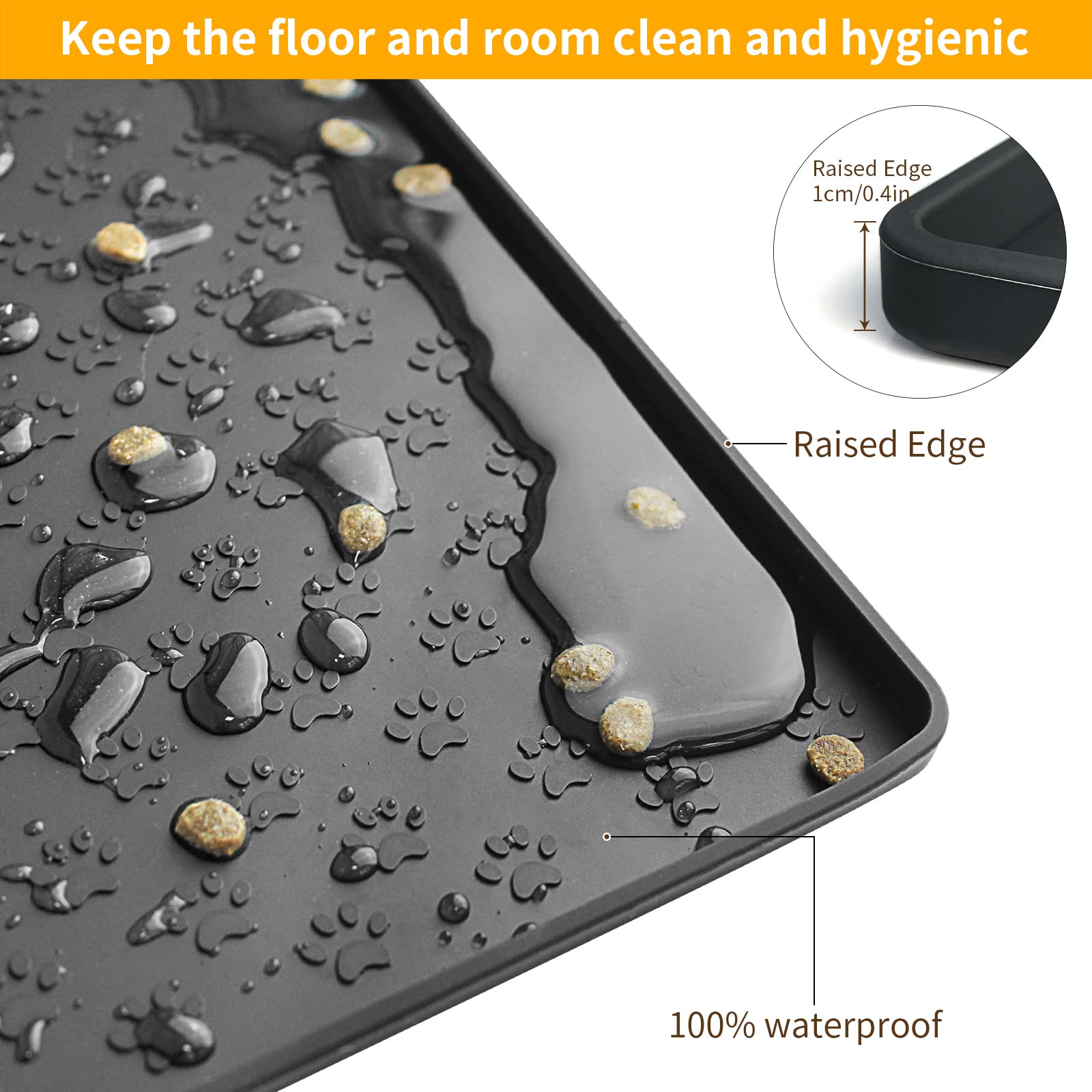 Ptlom pet placemat anti-overflow edge design catches spills.