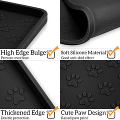Ptlom pet placemat easy-clean surface after feeding.
