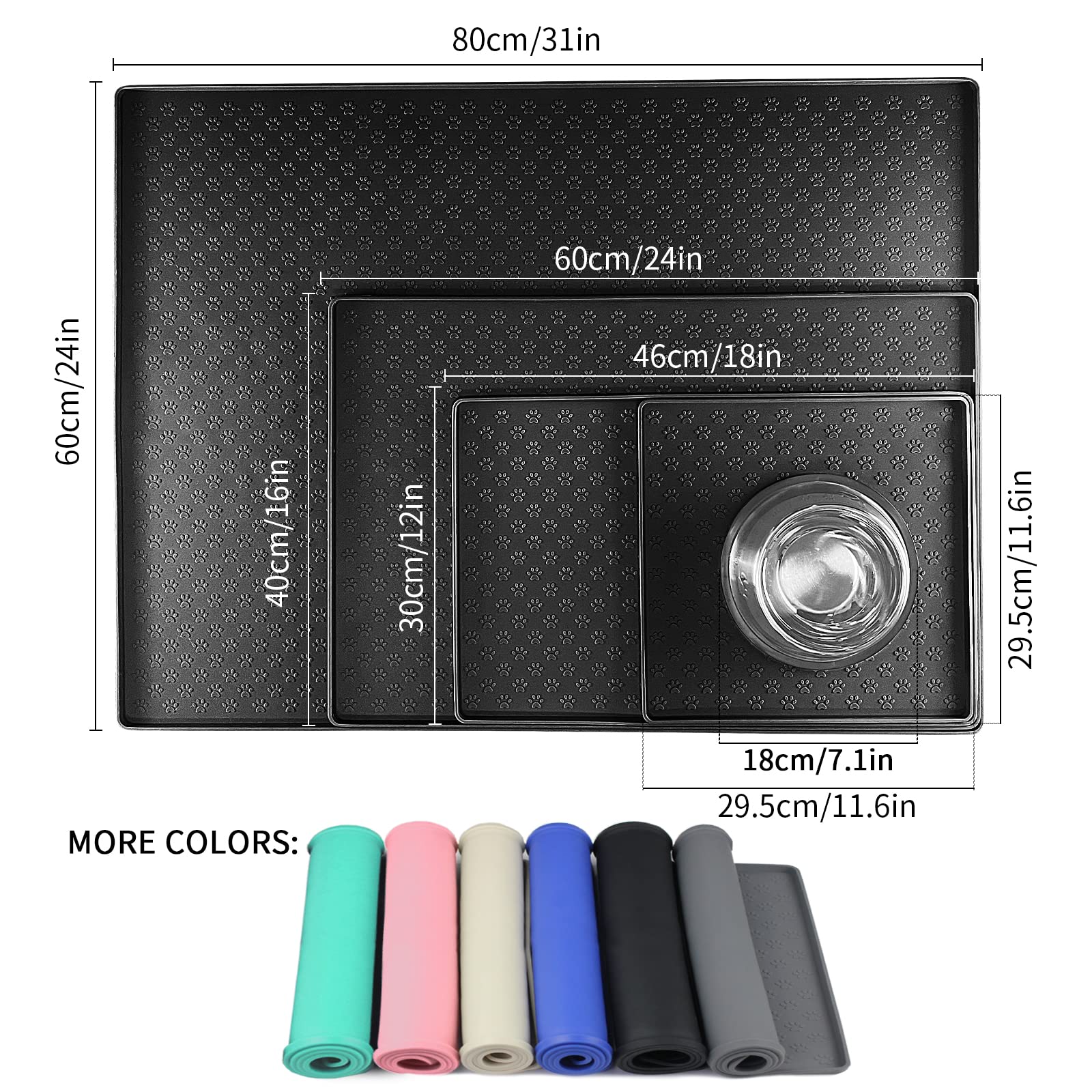 Ptlom pet placemat non-slip base keeps bowls steady.