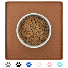 Ptlom pet placemat waterproof silicone brown protects floors during dog and cat meals