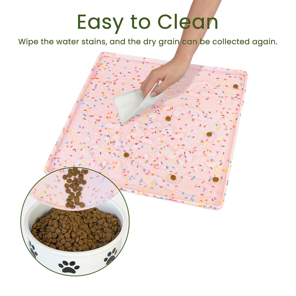 Ptlom pink silicone placemat complements decor while containing spills.