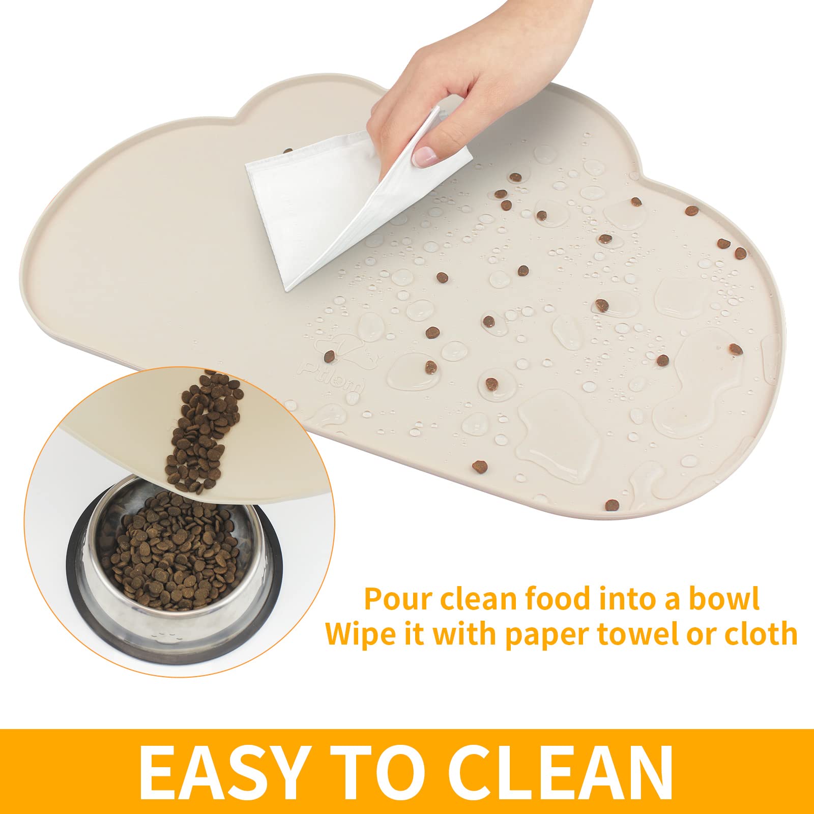 Ptlom feeding mat helps maintain a tidy feeding area and less mess.