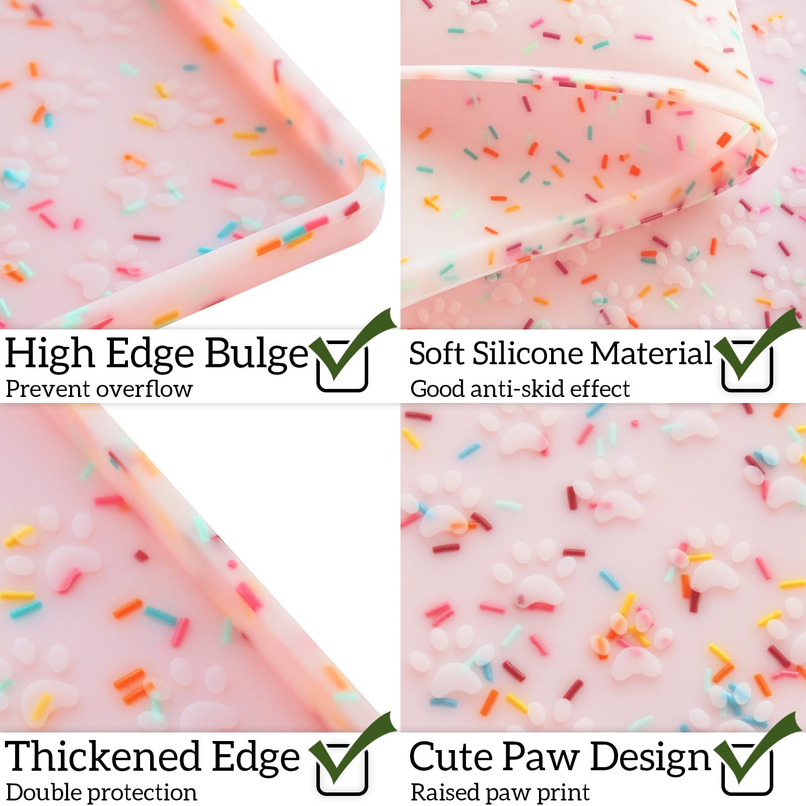 Ptlom silicone pet feeding tray holds two bowls for shared meals.