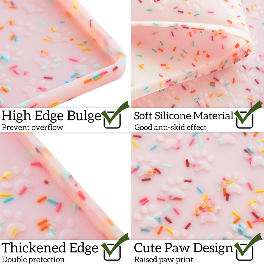 Ptlom silicone pet feeding tray holds two bowls for shared meals.