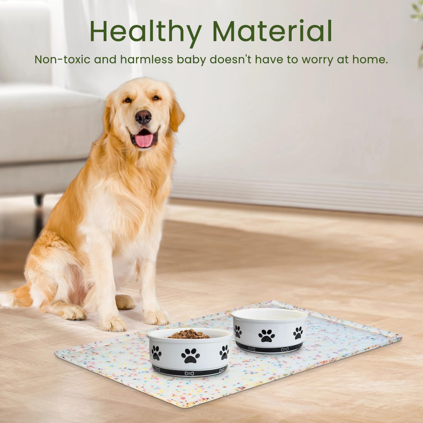 Ptlom silicone pet mat safe-material offers a non-toxic, food-grade meal space.