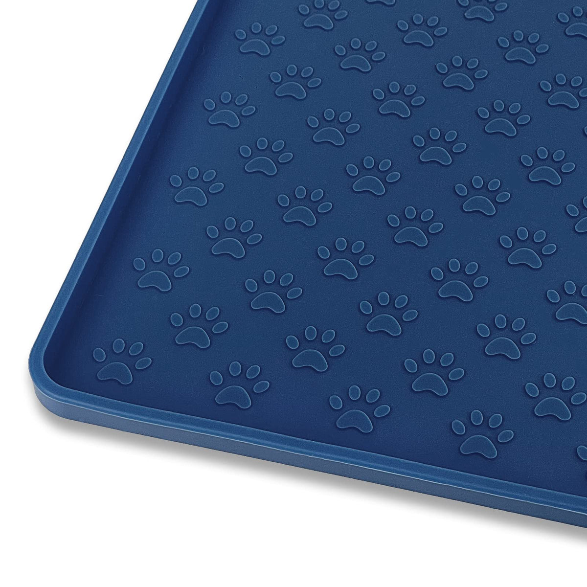 Ptlom navy blue placemat front angle protects floors from spills