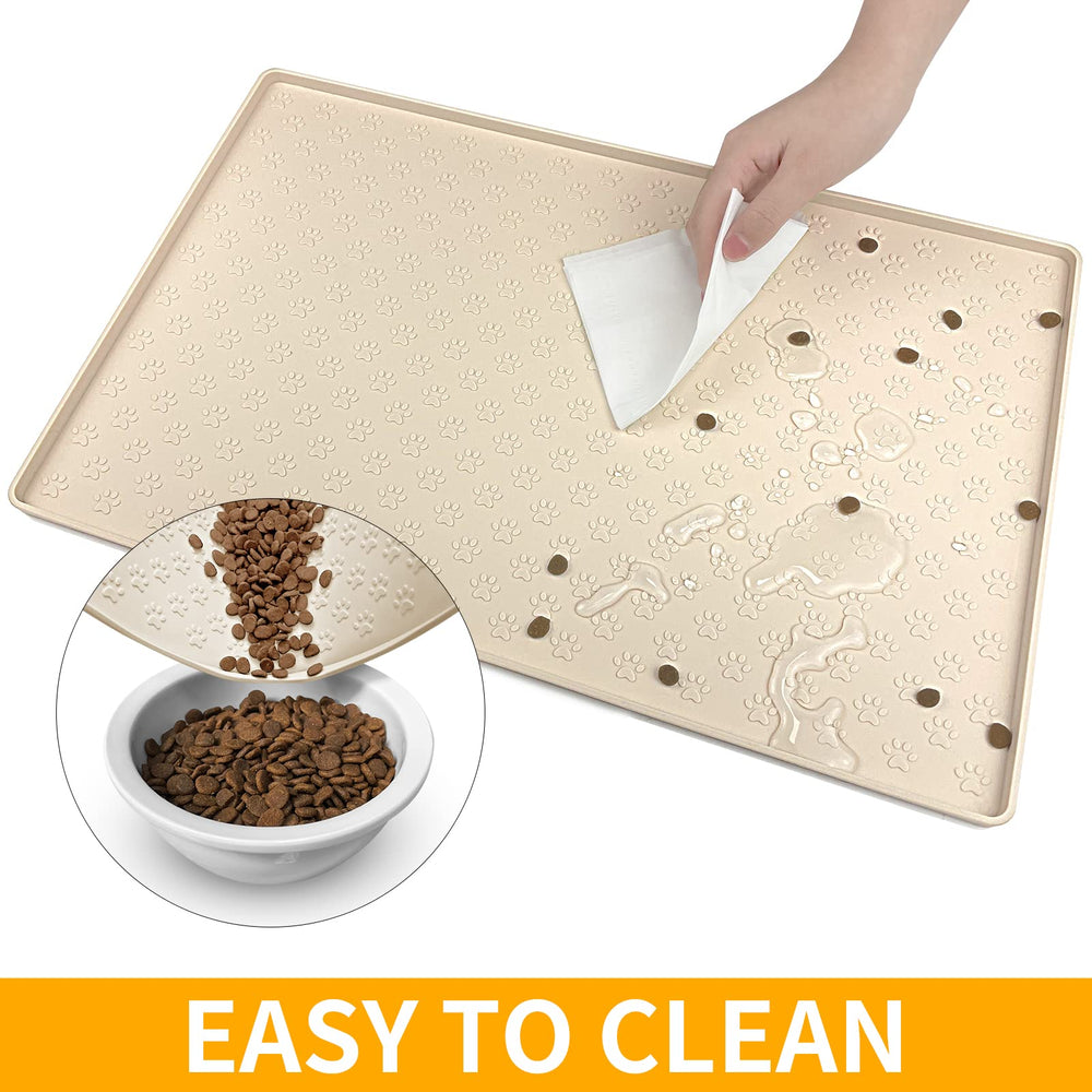Ptlom silicone pet placemat size-guide; compatible with multiple bowl sizes