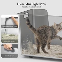 Ptlom seamless stainless steel litter box minimizes leaks and simplifies cleaning.