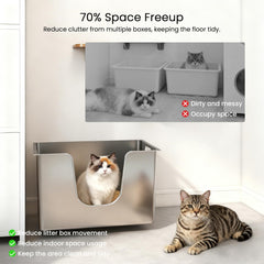 Ptlom stainless steel litter box wheels move effortlessly for cleaning.