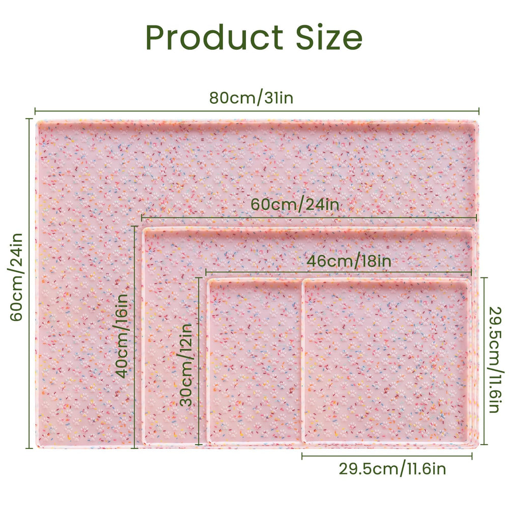 Ptlom waterproof dog bowl mat protects floors from spills and moisture.