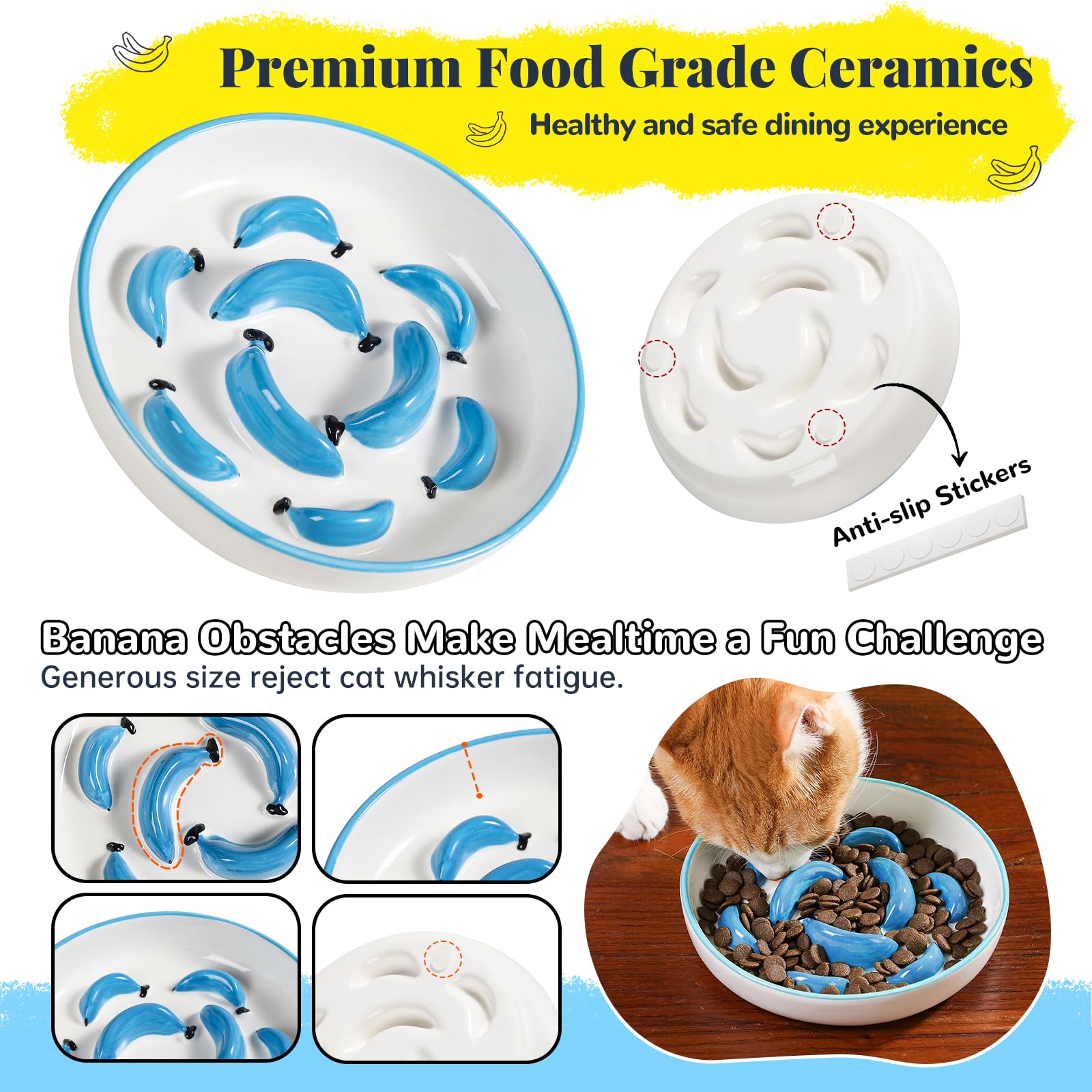 PTOBER anti-slip bowl stays steady during meals for less mess.