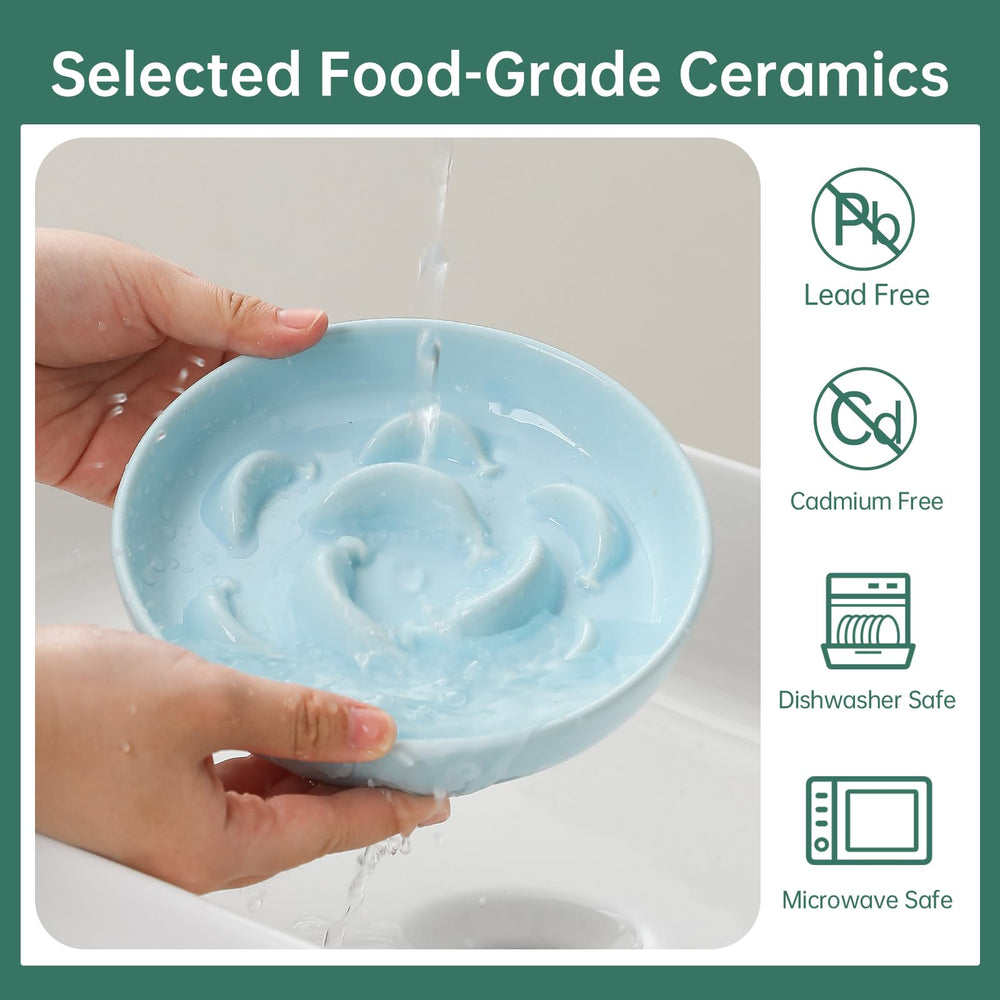 PTOBER dishwasher-safe label on ceramic bowls for easy cleanup