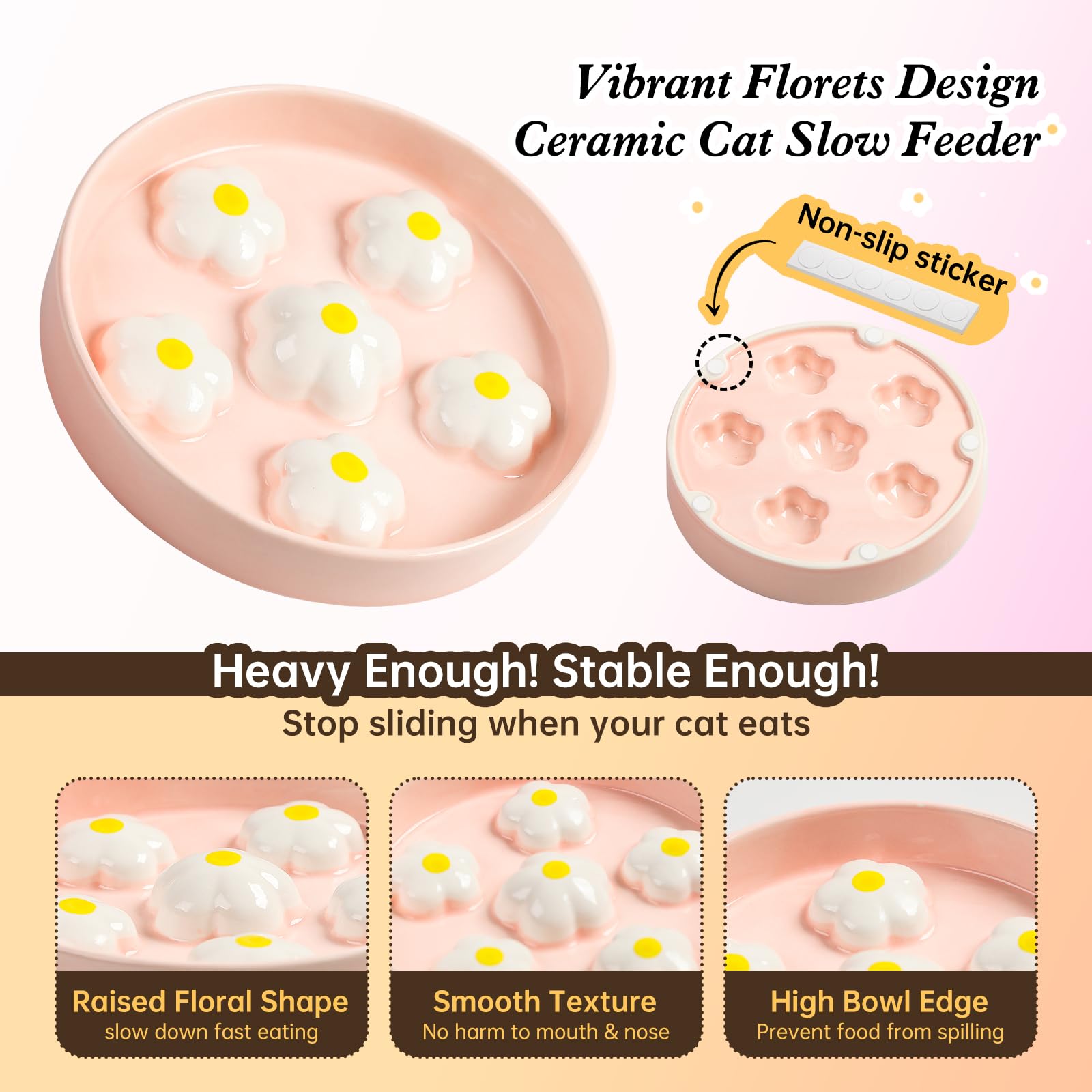 PTOBER ceramic slow-feeder bowl dishwasher-safe image highlights easy cleaning after meals.