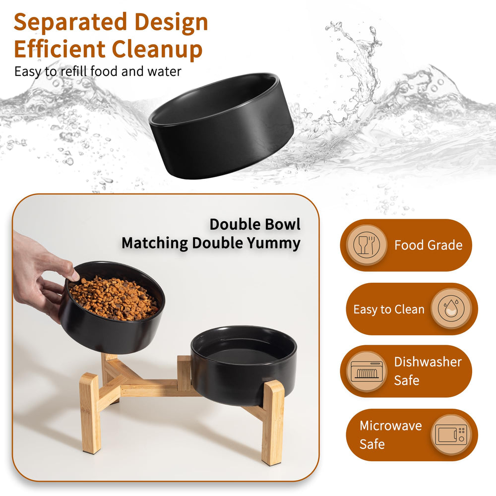 PTOBER double-dog bowl set is dishwasher-safe for easy cleaning.