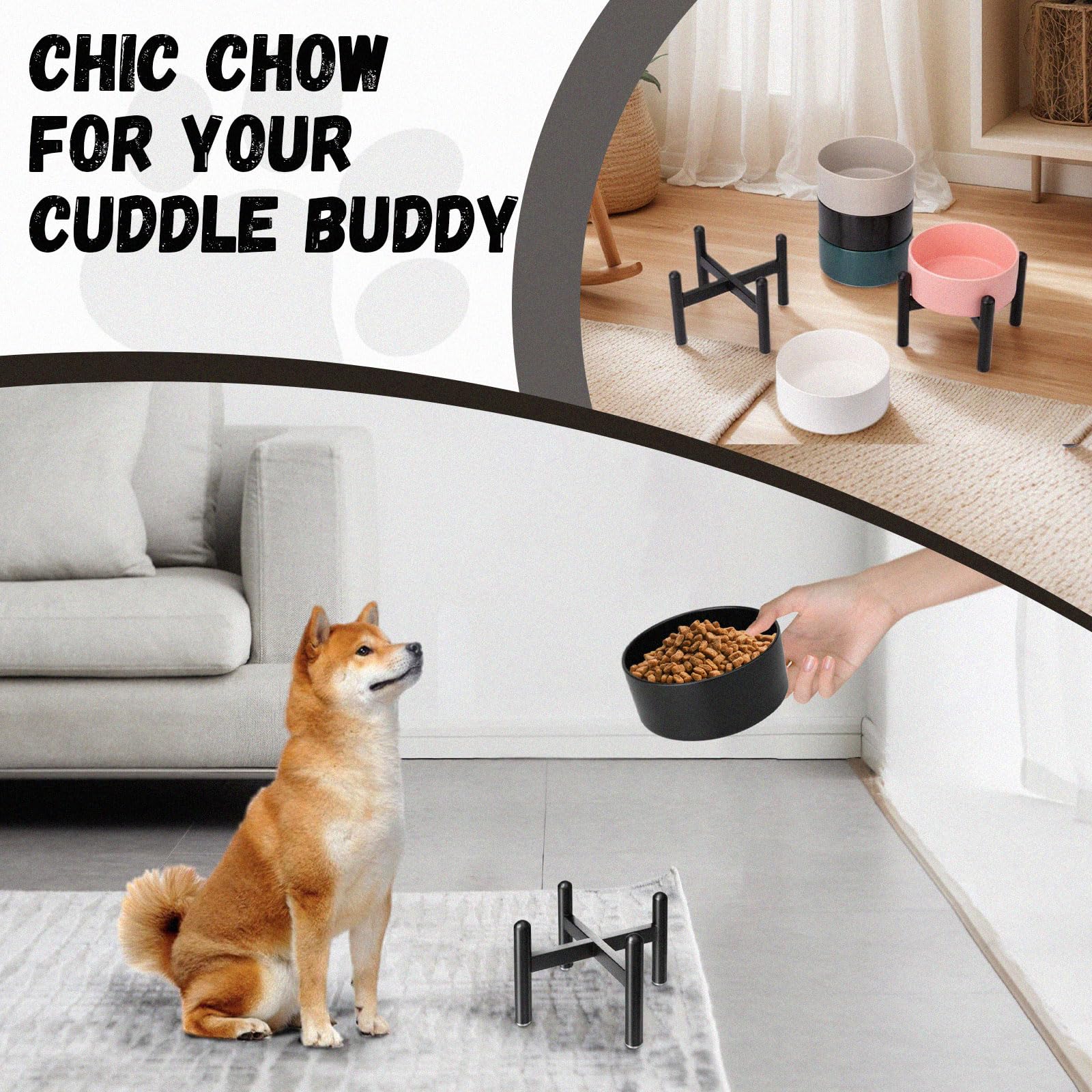 PTOBER elevated dining setup helps reduce bending during meals.
