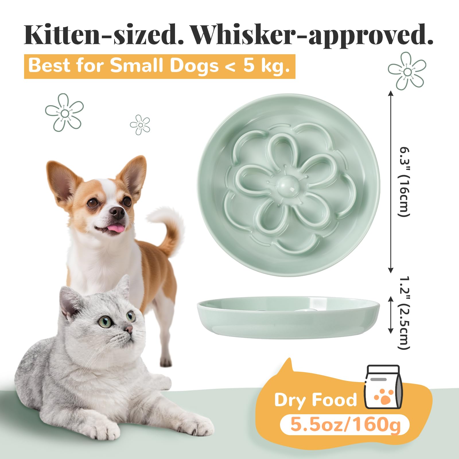 PTOBER slow feeder bowl with floral maze in pink supports calm dining for cats and small dogs.