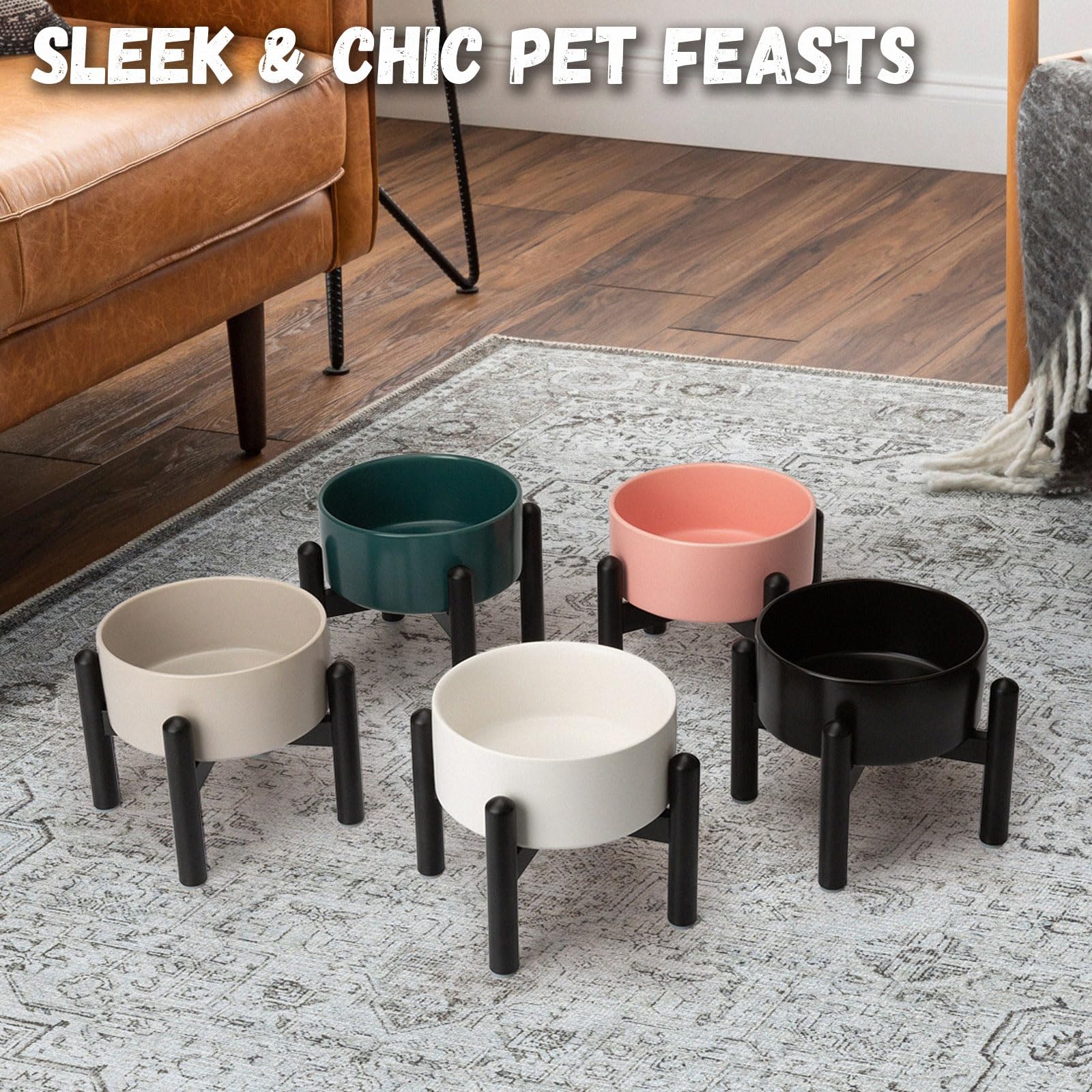 PTOBER compact setup fits small to medium dogs for easy meals.
