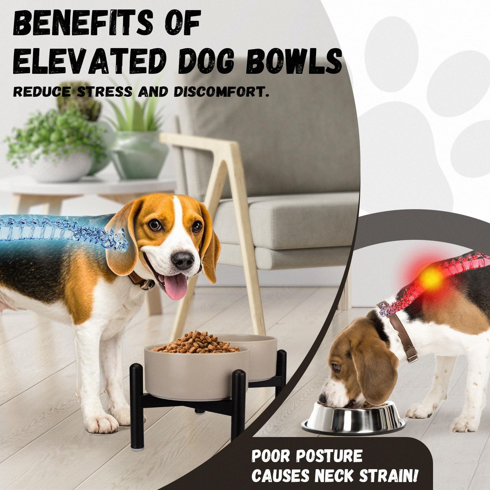 PTOBER stainless steel stand with anti-slip feet prevents movement during meals.