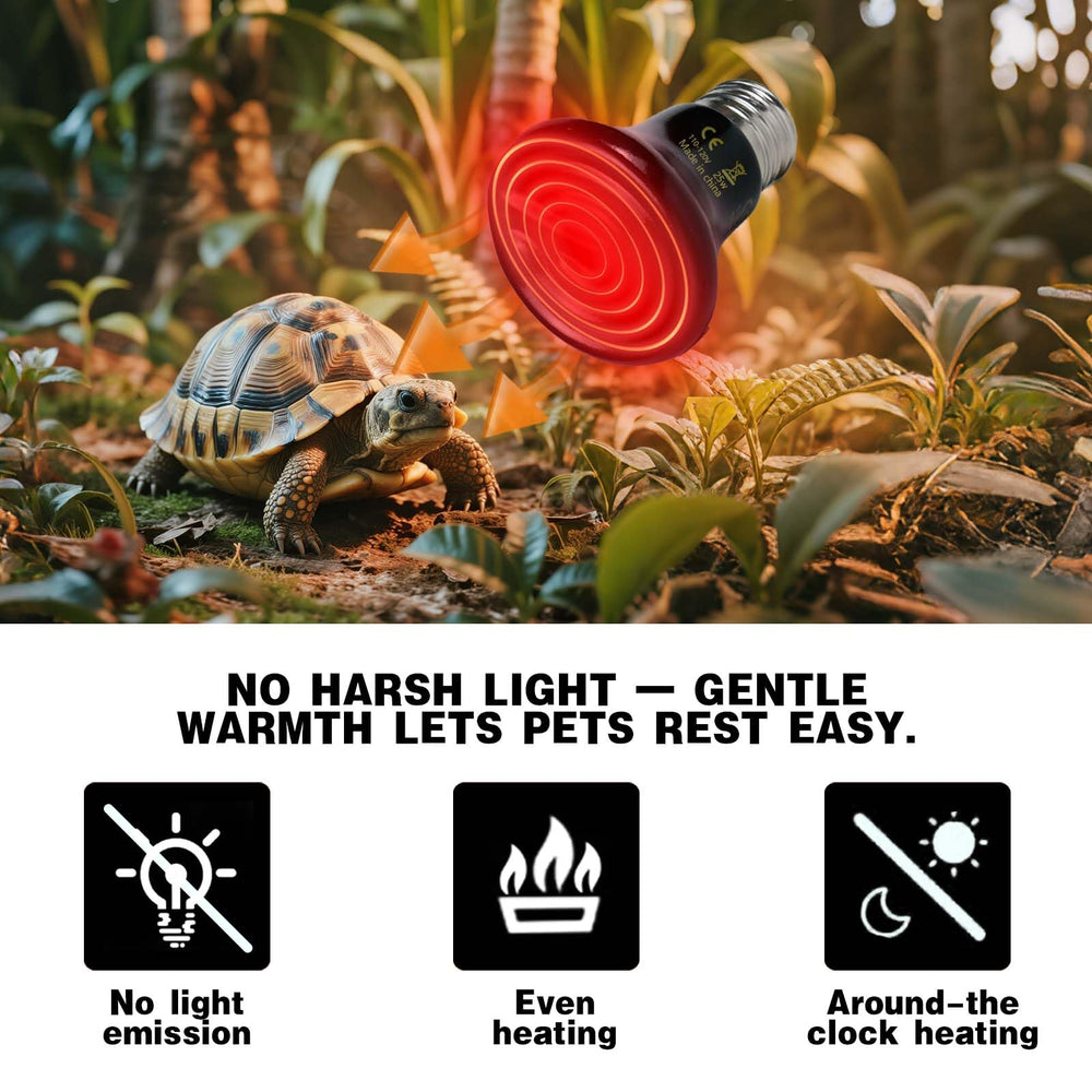 PTSCBS 2-pack reptile heat lamp offers backup for uninterrupted terrarium heating.