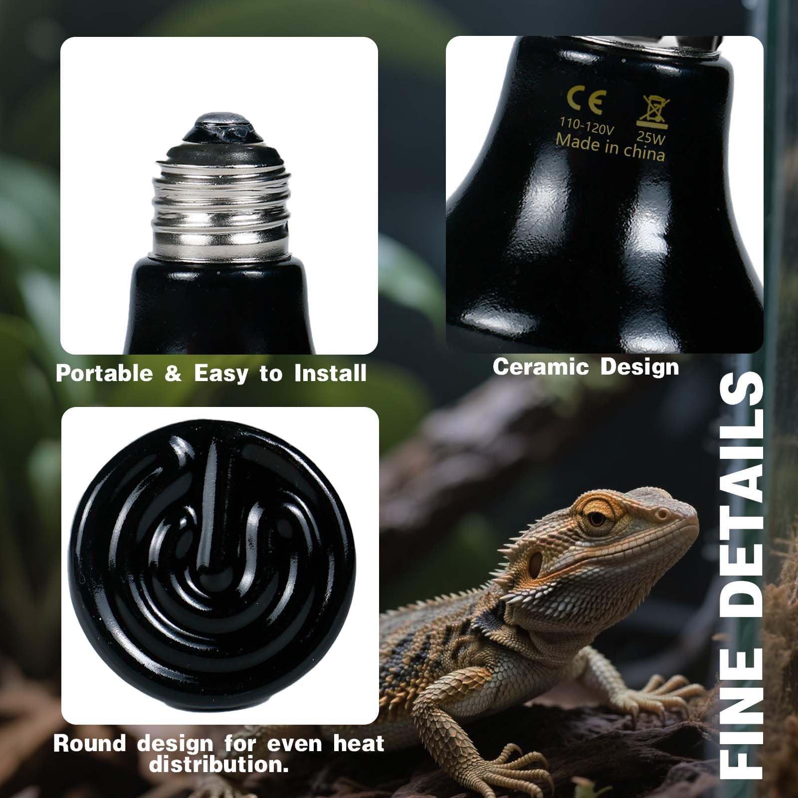 PTSCBS nocturnal-friendly lamp provides steady heat without disrupting day-night cycles.