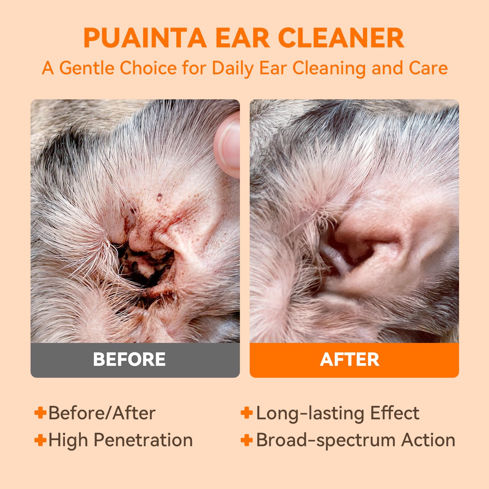 PUAINTA ear cleaner cat application for soothing routine cleaning