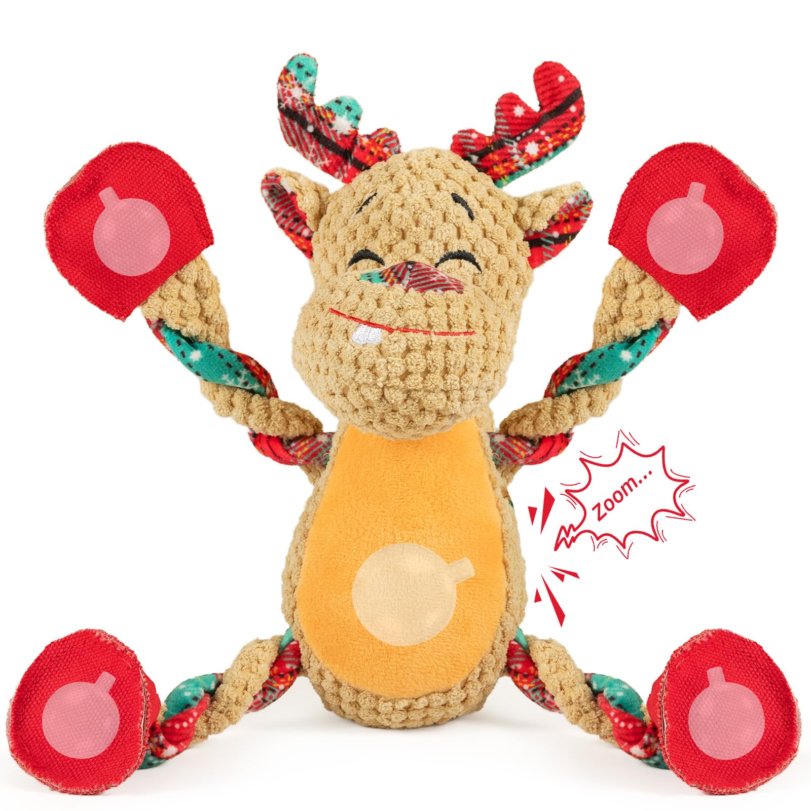 Pubialo Christmas dog toy squeaky engages large dogs with a playful sound for longer indoor sessions.