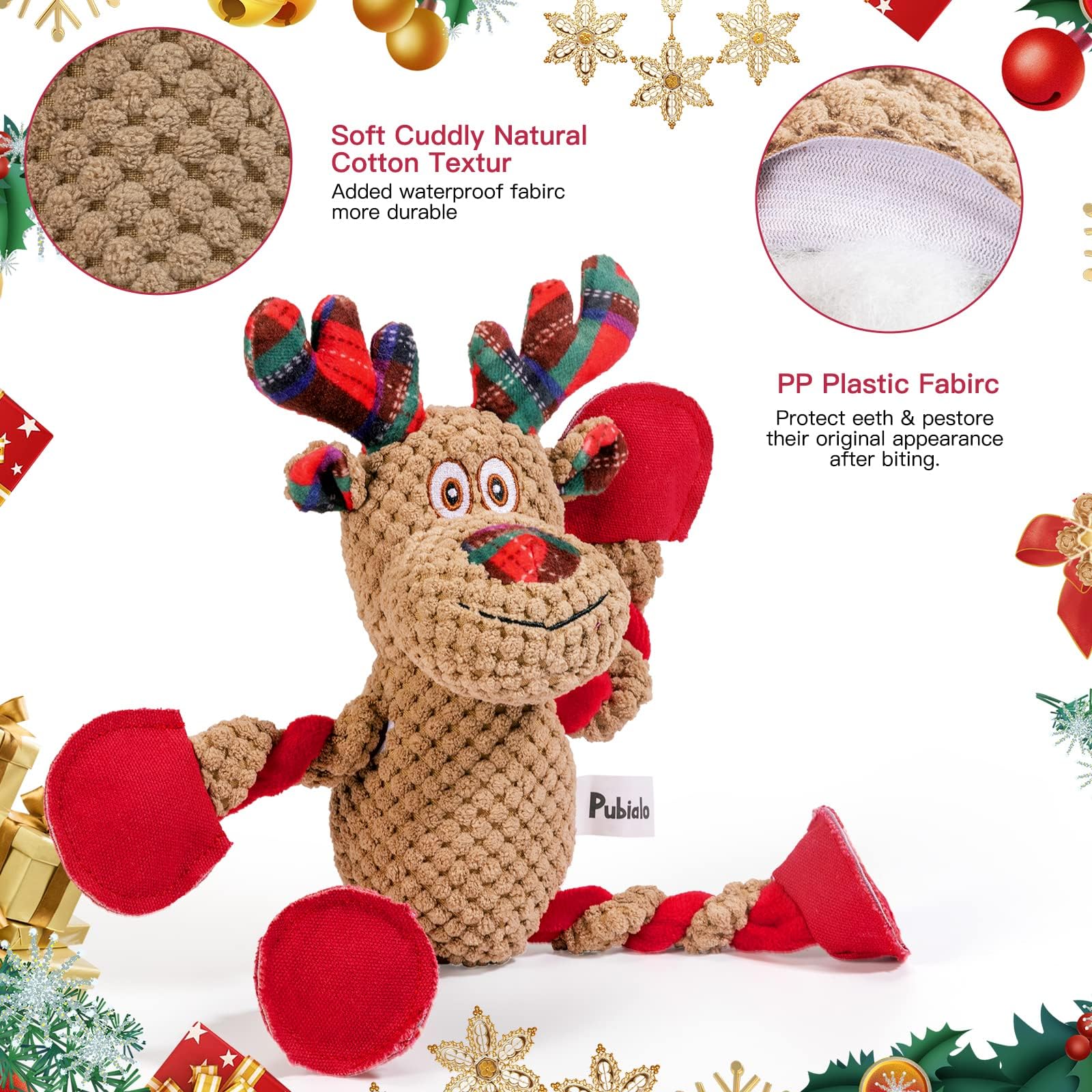 Pubialo toy with reinforced stitching for long-lasting fetch and tug sessions.