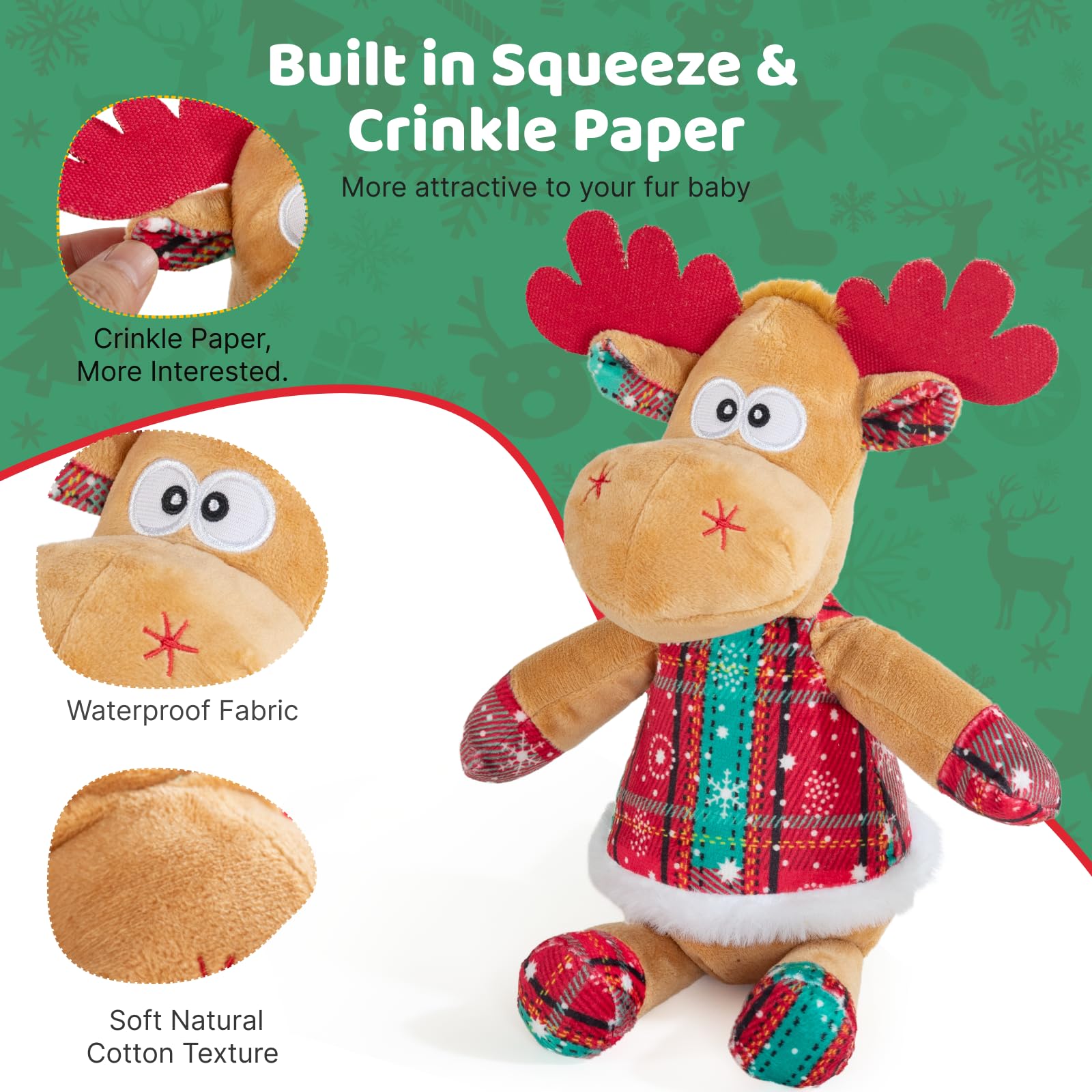 Pubialo crinkle-ears toy delivers gentle squeak and curiosity