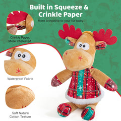 Pubialo crinkle-ears toy delivers gentle squeak and curiosity