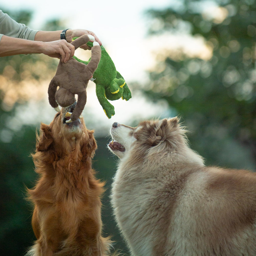 Puffy Crew 15-inch dog toy designed for medium to large dogs with sturdy construction