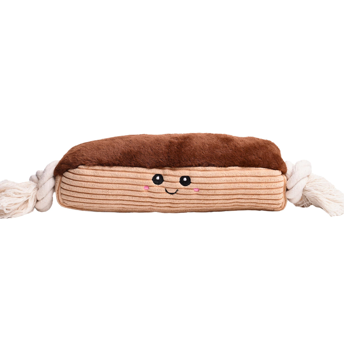 Puffy Crew Bakery Bite_Stick Eclair 12in plush toy designed for varied dog sizes and engaging, playful sessions.