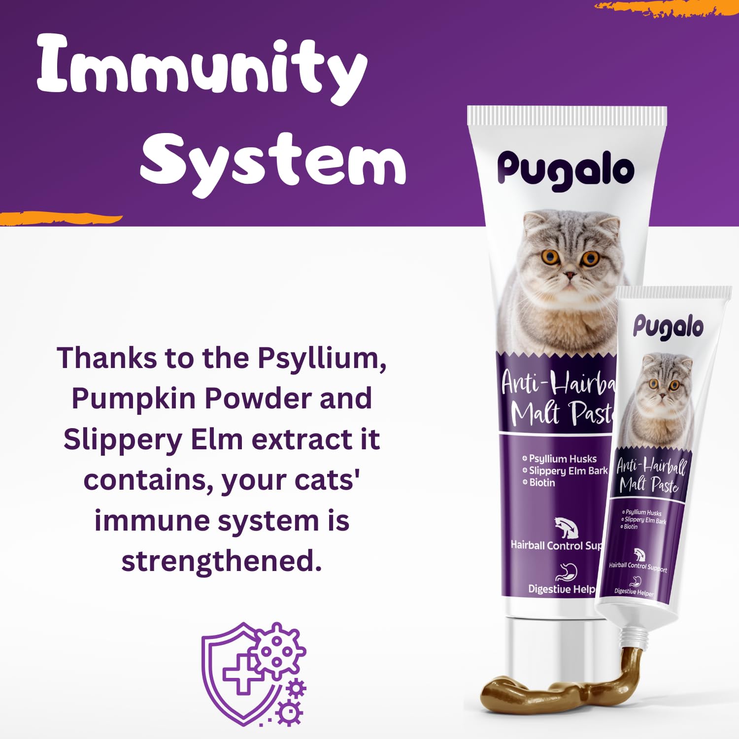 Pugalo cat digestive health support with pumpkin and slippery elm.