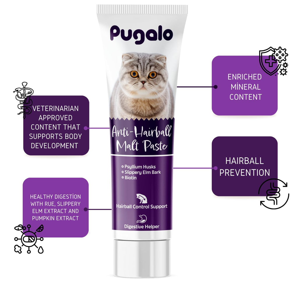 Pugalo malt and psyllium husk ingredients close-up showing natural formula.