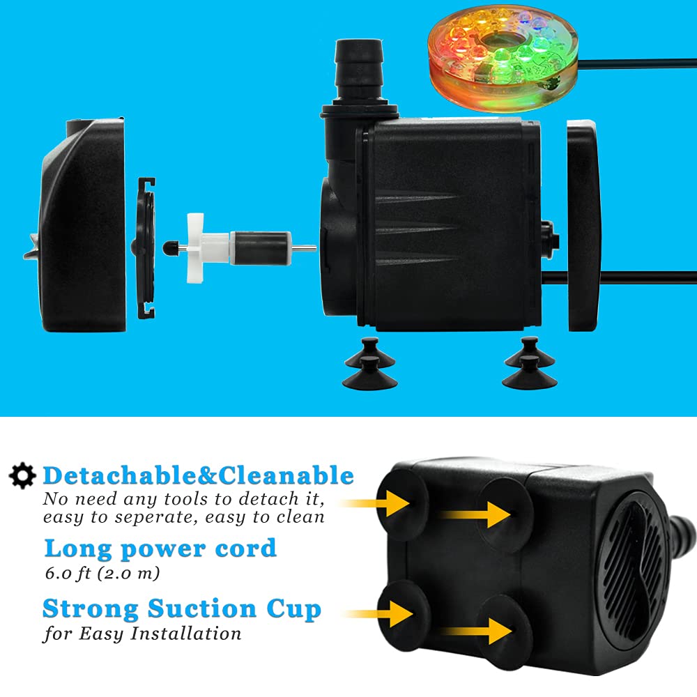 PULACO 160GPH pump includes 3.3ft tubing for flexible installation
