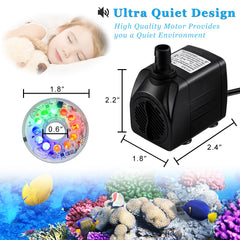 PULACO 160GPH pump quiet motor supports peaceful fountain operation