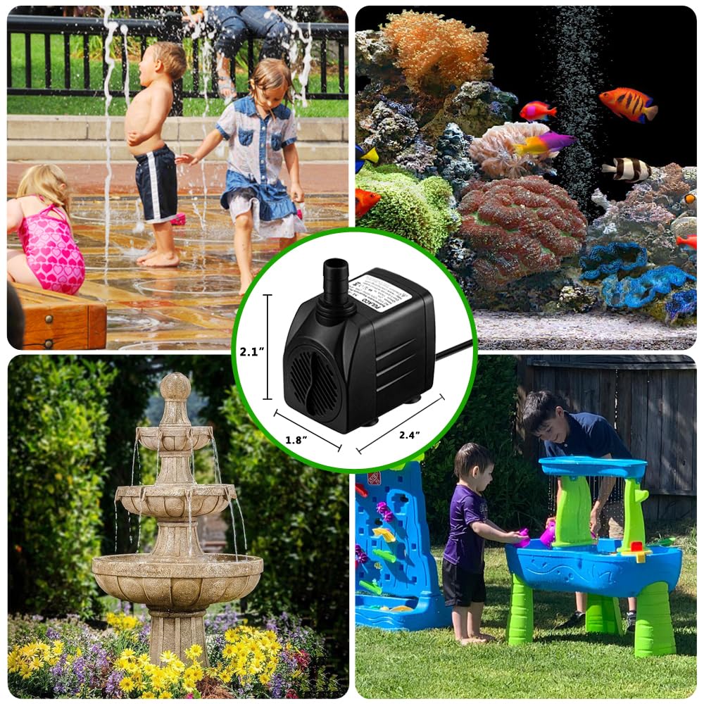PULACO 160GPH pump in an aquarium water feature delivering steady circulation.